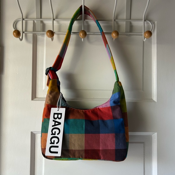 NWT BAGGU Mini Shoulder Madras Bag - Picture 2 of 10